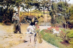 Boldini Giovanni - In giardino, 1872. Olio su tela. Firma e data in basso a sinistra