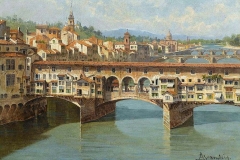 Antonietta Brandeis. Veduta di Ponte Vecchio - Tecnica: Olio su Tavola, 17 x 23 cm