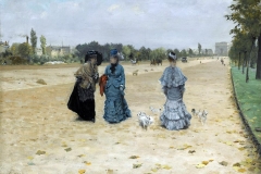 Giuseppe De Nittis. Avenue du Bois de Boulogne - Olio su tela 32,2 x 42,2 cm. Firma in basso a sinistra