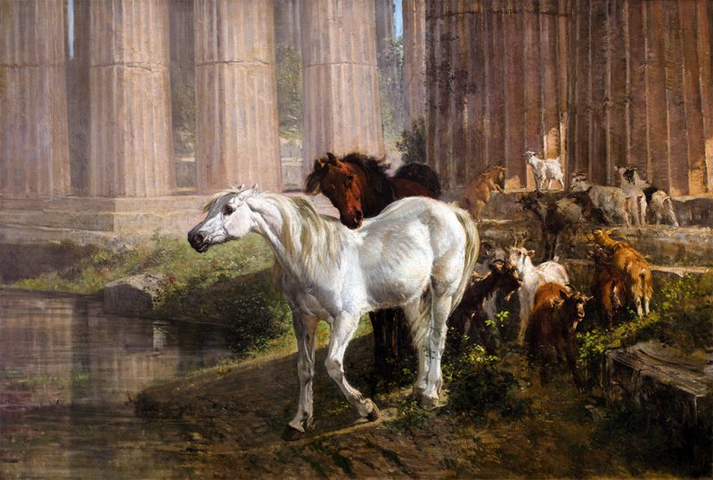 Ottocento. Palizzi Giuseppe - Le rovine dei templi di Paestum (Salon di Parigi - 1861)