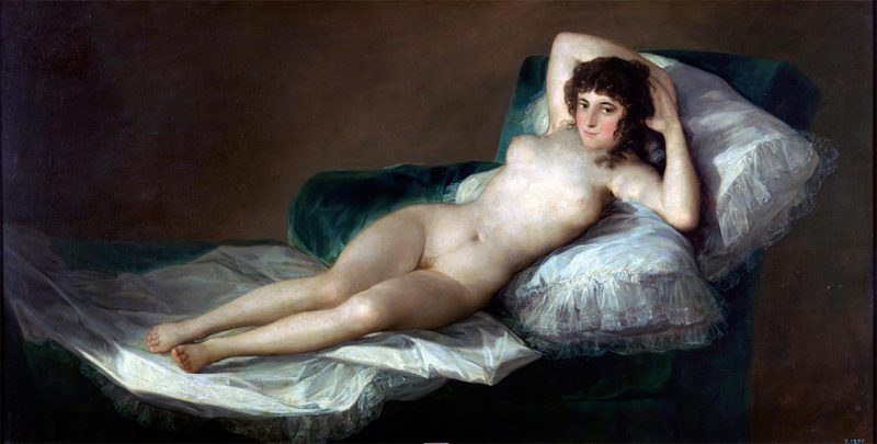 Francisco Goya. La Maja Desnuda, 1797-1800. Tecnica; Olio su tela, 95×190 cm