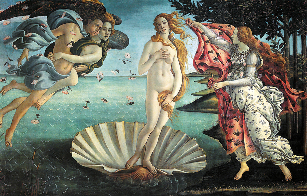 Sandro Botticelli. La nascita di Venere. 1482-85. Galleria degli Uffizi, Firenze