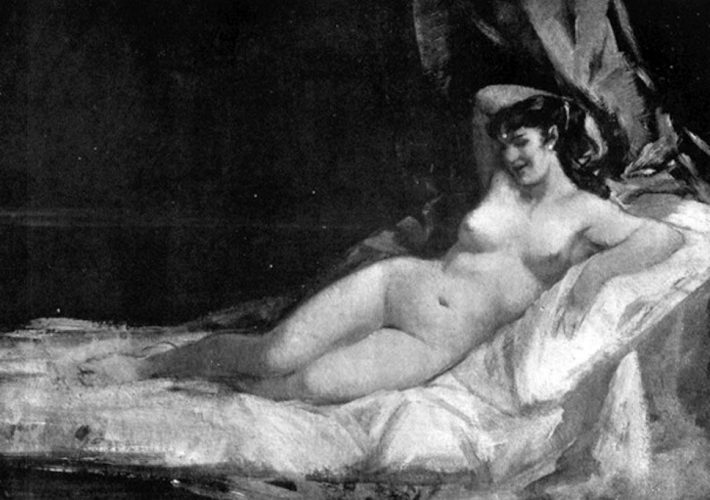 Amos Cassioli. Nudo di Donna. Tecnica: Olio su tela, 19 x 28 cm
