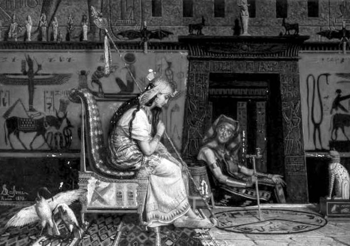 Anatolio Scifoni. Cleopatra che consulta una maga. Tecnica: Olio su tela, 30 x 43 cm