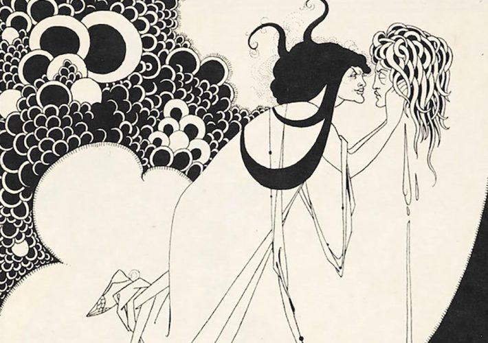 Aubrey Beardsley. Ho baciato la tua Bocca Iokanaan. Disegno per Salomè di Oscar Wilde, 1893-94 (dettaglio).