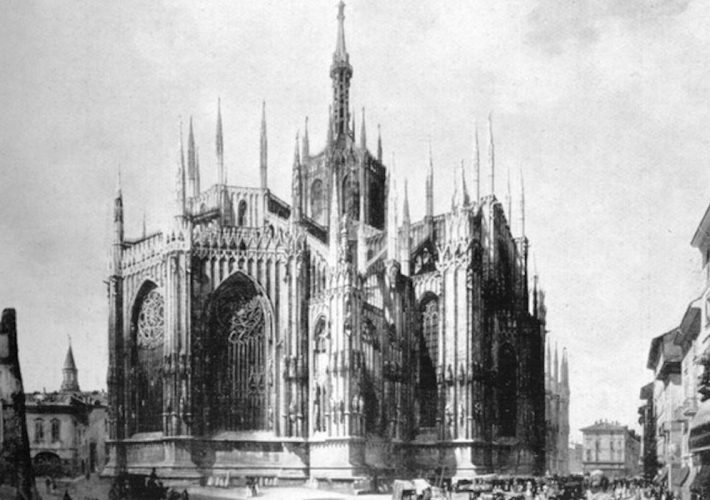 Luigi Premazzi. Il Duomo visto da Corso Francesco. Tecnica: Olio su tela