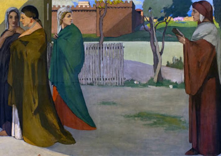Ardengo Soffici al Mart. Incontro tra Dante e Beatrice, 1905-6. Frammento di Affresco. Casa Raphael, Roncegno Terme