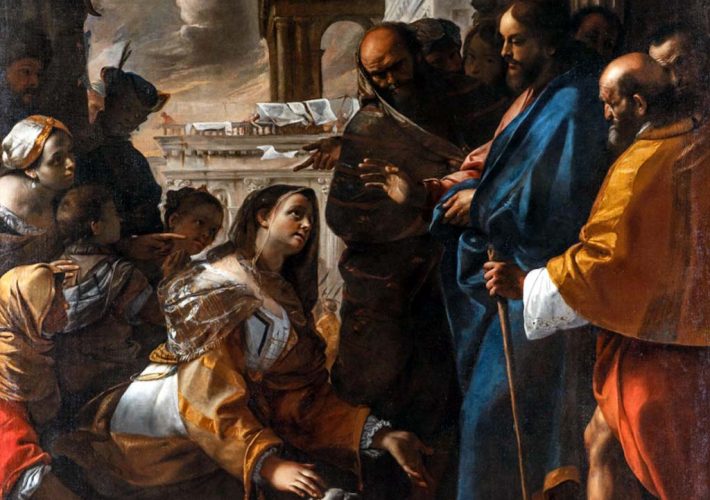 Palazzo Barberini. Mattia Preti. Cristo e la Cananea, 1646 (dettaglio). Tecnica: Olio su tela, 231 x 231,5 cm. Collezione Privata