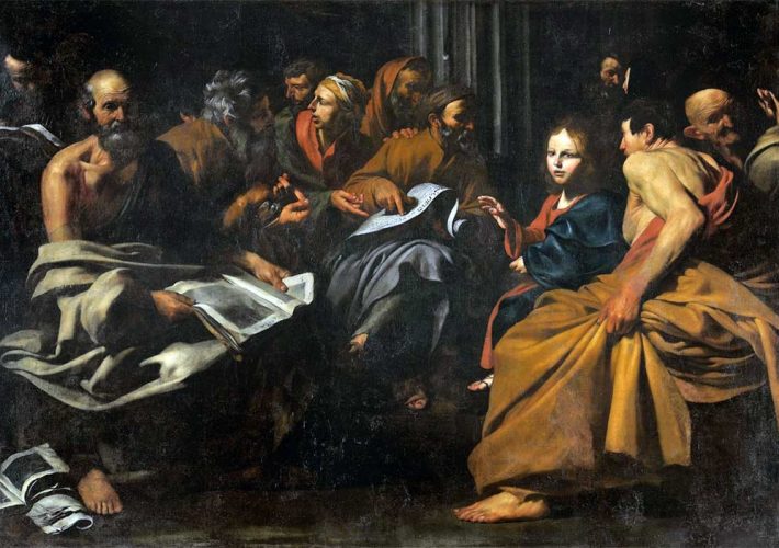 Valutazione dipinti. Jusepe de Ribera. Gesù tra i dottori. Tecnica: olio su tela cm. 210 x 288. Musée d’Art et d’Histoire de Langres, Francia